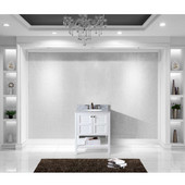  Winterfell 30'' Single Bathroom Vanity Set in White, Italian Carrara White Marble Top with Round Sink