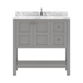  Winterfell 36'' Single Bathroom Vanity in Gray with Calacatta Quartz Top and Round Sink, 36'' W x 22'' D x 36-11/16'' H