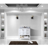  Winterfell 36'' Single Bathroom Vanity Set in White, Italian Carrara White Marble Top with Round Sink