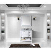  Winterfell 36'' Single Bathroom Vanity Set in White, Italian Carrara White Marble Top with Round Sink, Mirror Included