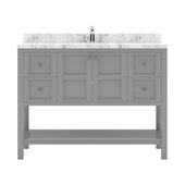  Winterfell 48'' Single Bathroom Vanity in Gray with Calacatta Quartz Top and Round Sink, 48'' W x 22'' D x 36-11/16'' H