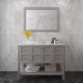  Winterfell 48'' Single Bathroom Vanity in Gray with Calacatta Quartz Top and Round Sink with Matching Mirror, 48'' W x 22'' D x 36-11/16'' H