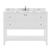  Winterfell 48'' Single Bathroom Vanity in White with Calacatta Quartz Top and Round Sink, 48'' W x 22'' D x 36-11/16'' H