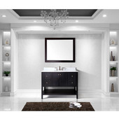  Winterfell 48'' Single Bathroom Vanity Set in Espresso, Italian Carrara White Marble Top with Round Sink, Mirror Included