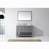  Winterfell 48'' Single Bathroom Vanity Set in Grey, Italian Carrara White Marble Top with Square Sink, Mirror Included