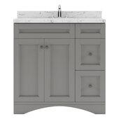  Elise 36'' Single Bath Vanity in Gray with Calacatta Quartz Top and Square Sink, 36'' W x 22'' D x 36-11/16'' H