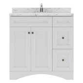 Elise 36'' Single Bath Vanity in White with Calacatta Quartz Top and Square Sink, 36'' W x 22'' D x 36-11/16'' H