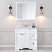  Elise 36'' Single Bathroom Vanity in Gray with Calacatta Quartz Top and Square Sink with Matching Mirror, 36'' W x 22'' D x 36-11/16'' H