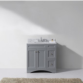  Elise 36'' Single Bathroom Vanity Set in Grey, Italian Carrara White Marble Top with Square Sink