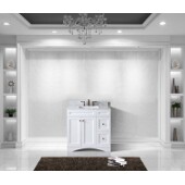  Elise 36'' Single Bathroom Vanity Set in White, Italian Carrara White Marble Top with Square Sink