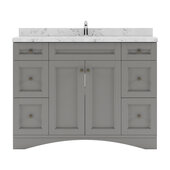  Elise 48'' Single Bath Vanity in Gray with Calacatta Quartz Top and Round Sink, 48'' W x 22'' D x 36-11/16'' H