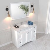  Elise 48'' Single Bath Vanity in White with Calacatta Quartz Top, Round Sink and Polished Chrome Faucet with Matching Mirror, 48'' W x 22'' D x 36-11/16'' H