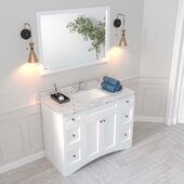  Elise 48'' Single Bath Vanity in White with Calacatta Quartz Top, Square Sink and Brushed Nickel Faucet with Matching Mirror, 48'' W x 22'' D x 36-11/16'' H