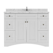  Elise 48'' Single Bath Vanity in White with Calacatta Quartz Top and Square Sink, 48'' W x 22'' D x 36-11/16'' H