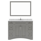  Elise 48'' Single Bathroom Vanity in Gray with Cultured Marble Quartz Top and Round Sink with Matching Mirror, 48'' W x 22'' D x 36-11/16'' H