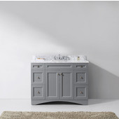  Elise 48'' Single Bathroom Vanity Set in Grey, Italian Carrara White Marble Top with Round Sink