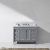  Tiffany 48'' Single Bathroom Vanity Set in Grey, Italian Carrara White Marble Top with Round Sink