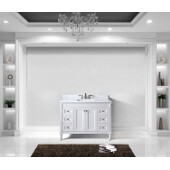  Tiffany 48'' Single Bathroom Vanity Set in White, Italian Carrara White Marble Top with Square Sink