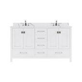  Caroline Avenue 60'' Double Bathroom Vanity Set in White, Calacatta Quartz Top with Round Sinks