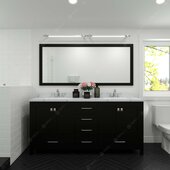  Caroline Avenue 72'' Double Bathroom Vanity Set in Espresso, Calacatta Quartz Top with Round Sinks, Mirror Included