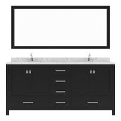  Caroline Avenue 72'' Double Bathroom Vanity in Espresso with Cultured Marble Quartz Top and (2x) Round Sinks with Matching Mirror, 72'' W x 22'' D x 35'' H
