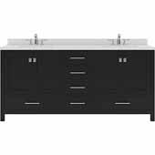  Caroline Avenue 72'' Double Bathroom Vanity Set in Espresso, Dazzle White Quartz Top with Square Sinks