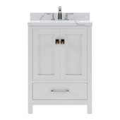  Caroline Avenue 24'' Single Bathroom Vanity Set in White, Calacatta Quartz Top with Square Sink