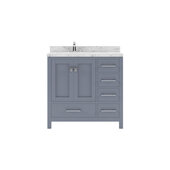  Caroline Avenue 36'' Single Bathroom Vanity in Gray with Cultured Marble Quartz Top and Square Sink, 36'' W x 22'' D x 35'' H
