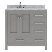  Caroline Avenue 36'' Single Bathroom Vanity Set in Cashmere Grey, Italian Carrara White Marble Top with Square Sink