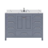  Caroline Avenue 48'' Single Bathroom Vanity Set in Grey, Calacatta Quartz Top with Round Sink