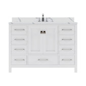  Caroline Avenue 48'' Single Bathroom Vanity Set in White, Calacatta Quartz Top with Round Sink
