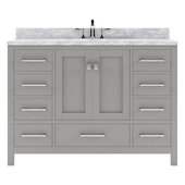  Caroline Avenue 48'' Single Bathroom Vanity Set in Grey, Italian Carrara White Marble Top and Square Sink