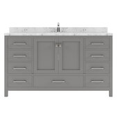  Caroline Avenue 60'' Single Bathroom Vanity in Cashmere Gray with Cultured Marble Quartz Top and Square Sink, 60'' W x 22'' D x 35'' H