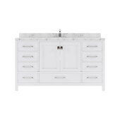 Caroline Avenue 60'' Single Bathroom Vanity in White with Cultured Marble Quartz Top and Square Sink, 60'' W x 22'' D x 35'' H