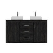  Tavian 60'' Double Bath Vanity in Midnight Oak with White Engineered Stone Top and Square Sinks, Brushed Nickel Faucet with No Mirror, 60'' W x 22'' D x 33-7/16'' H