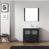 Dior 36'' Single Bathroom Vanity Set in Zebra Grey, Slim White Ceramic Top with Integrated Square Sink, Faucet Available in 2 Finishes, Mirror Included