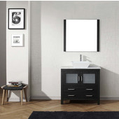  Dior 36'' Single Bathroom Vanity Set in Zebra Grey, Italian Carrara White Marble Top with Square Vessel Sink, Faucet Available in 2 Finishes, Mirror Included