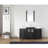  Dior 60'' Single Bathroom Vanity Set with Main Cabinet & 2 Side Cabinets in Zebra Grey, Slim White Ceramic Top with Integrated Square Sink, Brushed Nickel Faucet, Mirror Included