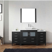  Dior 72'' Single Bathroom Vanity Set with Main Cabinet & 2 Side Cabinets in Zebra Grey, White Engineered Stone Top with Square Vessel Sink, Faucet Available in 2 Finishes, Mirror Included