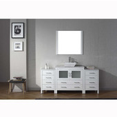  Dior 72'' Single Bathroom Vanity Set with Main Cabinet & 2 Side Cabinets in White, Italian Carrara White Marble Top with Square Vessel Sink, Faucet Available in 2 Finishes, Mirror Included