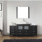  Dior 72'' Single Bathroom Vanity Set with Main Cabinet & 2 Side Cabinets in Zebra Grey, Italian Carrara White Marble Top with Square Vessel Sink, Faucet Available in 2 Finishes, Mirror Included
