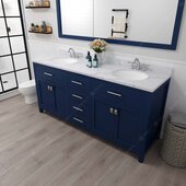  Caroline 72'' Double Bathroom Vanity Set in French Blue, Calacatta Quartz Top with Round Sinks, Brushed Nickel Faucets, Mirror Included