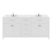 Caroline 72'' Double Bathroom Vanity Set in White, Calacatta Quartz Top with Round Sinks