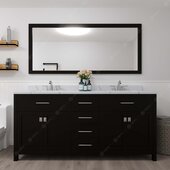  Caroline 72'' Double Bathroom Vanity Set in Espresso, Calacatta Quartz Top with Square Sinks, Mirror Included