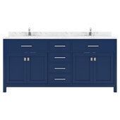 Caroline 72'' Double Bathroom Vanity Set in French Blue, Cultured Marble Quartz Top with Round Sinks