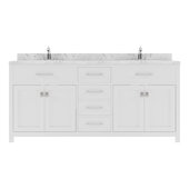  Caroline 72'' Double Bathroom Vanity Set in White, Cultured Marble Quartz Top with Square Sinks
