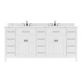  Caroline Parkway 72'' Double Bathroom Vanity in White with Calacatta Quartz Top and (2x) Square Sinks, 72'' W x 22'' D x 35'' H
