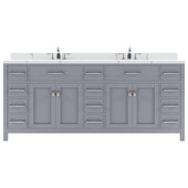  Caroline Parkway 78'' Double Bathroom Vanity in Gray with Calacatta Quartz Top and (2x) Square Sinks, 78'' W x 22'' D x 35'' H