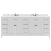  Caroline Parkway 78'' Double Bathroom Vanity in White with Calacatta Quartz Top and (2x) Square Sinks, 78'' W x 22'' D x 35'' H