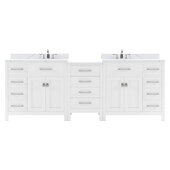  Caroline Parkway 93'' Double Bathroom Vanity Set with 2 Main Cabinets & Middle Cabinet in White, Calacatta Quartz Top Top with Round Sinks